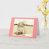 コッカースパニエル犬子犬 カード (黄色い花)