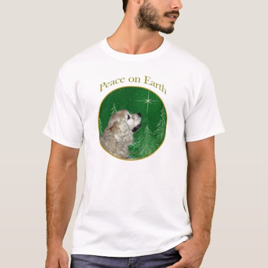 コッカースパニエル犬平和 Tシャツ (正面)