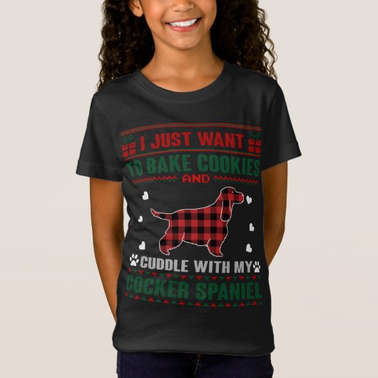 コッカースパニエル犬愛犬家クリスマスパジャマ醜いクリスマス Tシャツ (正面)