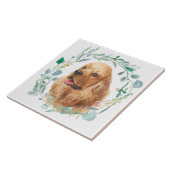 コッカースパニエル犬水彩リースセラミックタイル タイル (側面)