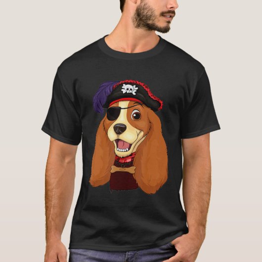 コッカースパニエル犬海賊スカルクロスボーンハロウィーンC Tシャツ (正面)
