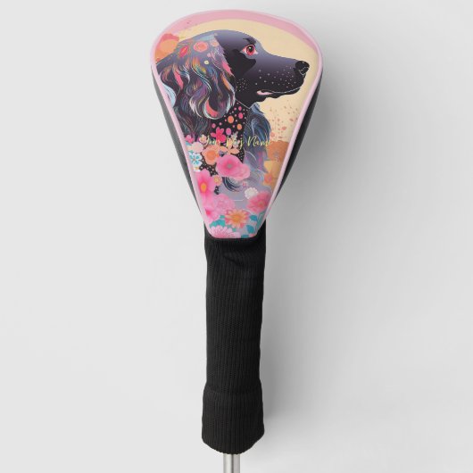 コッカースパニエル犬犬と花003 – テーラージュエル ゴルフヘッドカバー (正面)