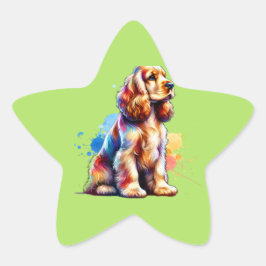 コッカースパニエル犬犬 星シール