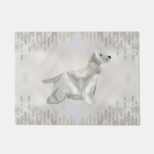 コッカースパニエル犬真珠シルエット ドアマット (正面)
