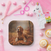 コッカースパニエル犬紅葉秋インスパイア ペーパープレート (パーティー)