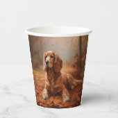 コッカースパニエル犬紅葉秋インスパイア 紙コップ (正面)