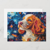 コッカースパニエル犬紙クイリングアートドッグポートレート ポストカード (正面/裏面)