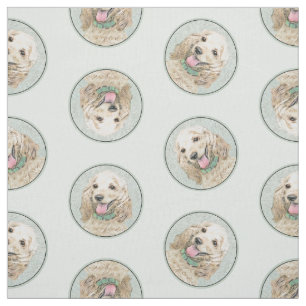 コッカースパニエル犬絵を描ズバフ金ゴールドオリジナルドッグアート ファブリック