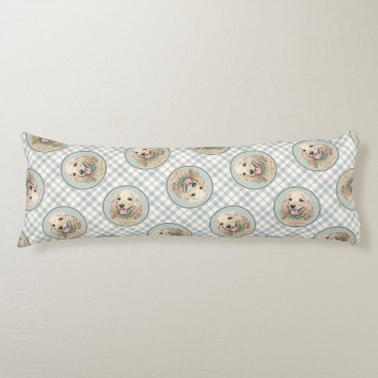 コッカースパニエル犬絵を描ズバフ金ゴールドオリジナルドッグアート ボディピロー (正面)