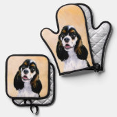 コッカースパニエル犬絵を描ズパルティタンオリジナルドッグアート 鍋つかみ&鍋敷きセット (正面/裏面)