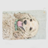 コッカースパニエル犬絵画バフズ – オリジナルドッグアート ゴルフタオル (横)