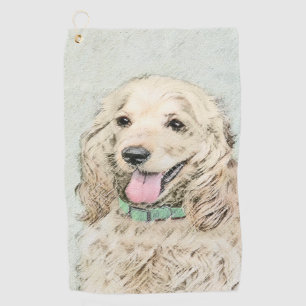 コッカースパニエル犬絵画バフズ – オリジナルドッグアート ゴルフタオル