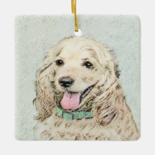 コッカースパニエル犬絵画バフズ – オリジナルドッグアート セラミックオーナメント