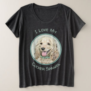 コッカースパニエル犬絵画バフズ – オリジナルドッグアート プラスサイズTシャツ