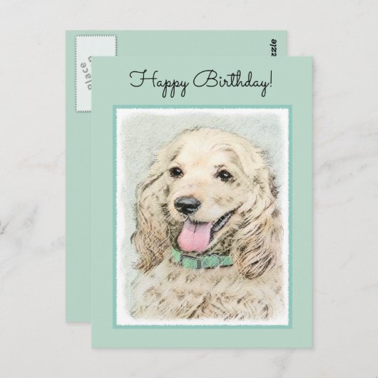 コッカースパニエル犬絵画バフズ – オリジナルドッグアート ポストカード (正面/裏面)