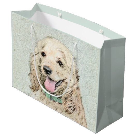 コッカースパニエル犬絵画バフズ – オリジナルドッグアート ラージペーパーバッグ (裏面アングル)