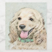 コッカースパニエル犬絵画バフズ – オリジナルドッグアート ワインラベル (シングルラベル)