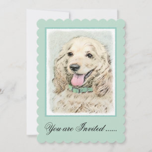 コッカースパニエル犬絵画バフズ – オリジナルドッグアート 招待状