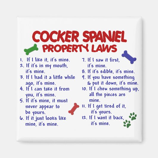 コッカースパニエル犬財産法2 マグネット (正面)