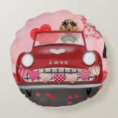 コッカースパニエル犬車ハートバレンタイン ラウンドクッション (裏面)