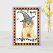 コッカースパニエル犬魔女 カード (黄色い花)