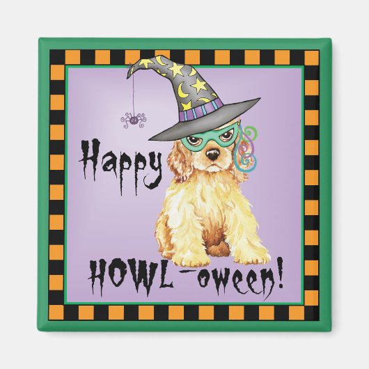 コッカースパニエル犬魔女 マグネット (正面)