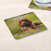 コッカースパニエル犬 スクエアペーパーコースター (アングル)