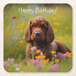 コッカースパニエル犬 スクエアペーパーコースター