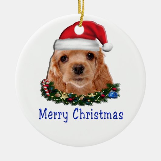 コッカースパニエル犬 セラミックオーナメント (正面)