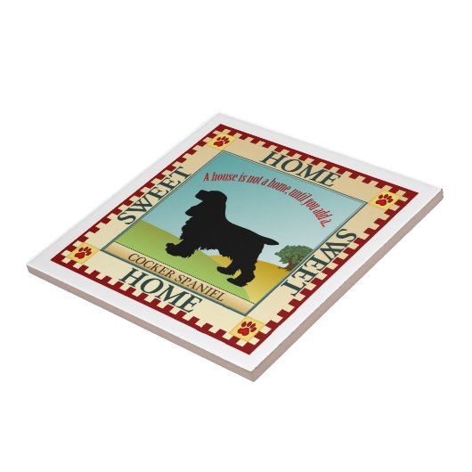 コッカースパニエル犬 タイル (側面)