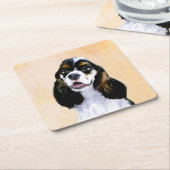 コッカースパニエル犬(パーティ)絵画ズ-オリジナルドッグアート スクエアペーパーコースター (アングル)