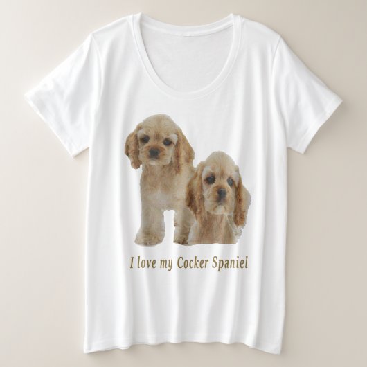 コッカースパニエル犬 プラスサイズTシャツ (デザイン正面)