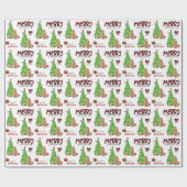 コッカースパニエル犬、鳥、クリスマスツリー ラッピングペーパー (フラット)