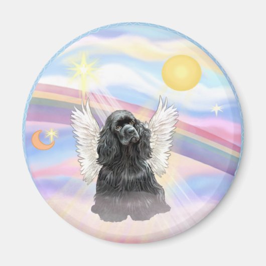 コッカースパニエル犬 – 黒 マグネット (正面)