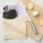 コッカースパニエル犬(Parti)絵画ズ – オリジナルドッグアート キッチンタオル (四つ折り)