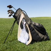 コッカースパニエル犬(Parti)絵画ズ – オリジナルドッグアート ゴルフタオル (グリーン)