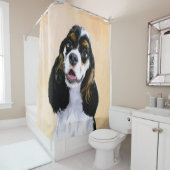 コッカースパニエル犬(Parti)絵画ズ – オリジナルドッグアート シャワーカーテン (インサイチュ)