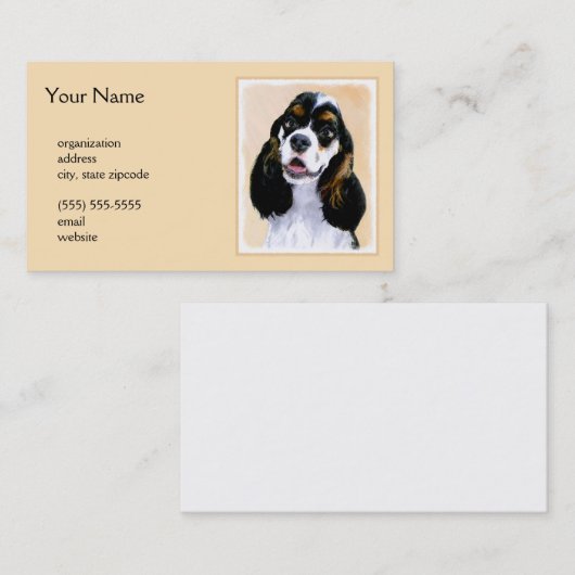 コッカースパニエル犬(Parti)絵画ズ – オリジナルドッグアート 名刺 (正面/裏面)
