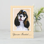 コッカースパニエル犬(Parti)絵画ズ – オリジナルドッグアート 招待状 (スタンド正面)