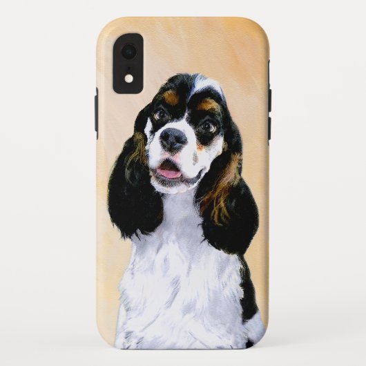 コッカースパニエル犬(Parti)絵画ズ – オリジナルドッグアート Case-Mate iPhoneケース (裏面)