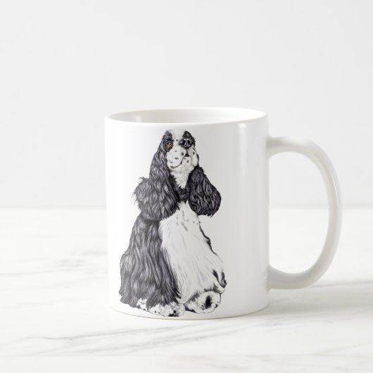 コッカースパニエル犬BWパルティ コーヒーマグカップ (右)