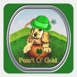 コッカースパニエル犬St patricks day スクエアシール
