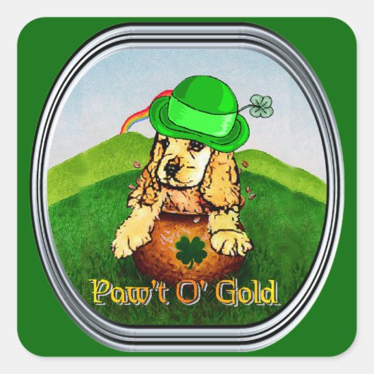 コッカースパニエル犬St patricks day スクエアシール (正面)