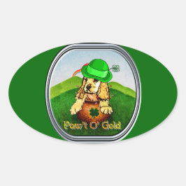 コッカースパニエル犬St patricks day 楕円形シール