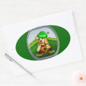 コッカースパニエル犬St patricks day 楕円形シール (封筒)