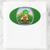 コッカースパニエル犬St patricks day 楕円形シール (バッグ)