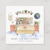 コッカースパニエル|の家およびペットモデル スクエア名刺 (正面)