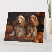 コッカースパニエル 子犬 秋の喜び パンプキン カード (正面)