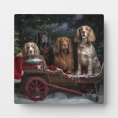 コッカースパニエル 雪のそり クリスマス装飾 フォトプラーク (正面)
