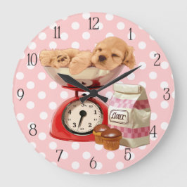 コッカースペインとレトロスケール ラージ壁時計